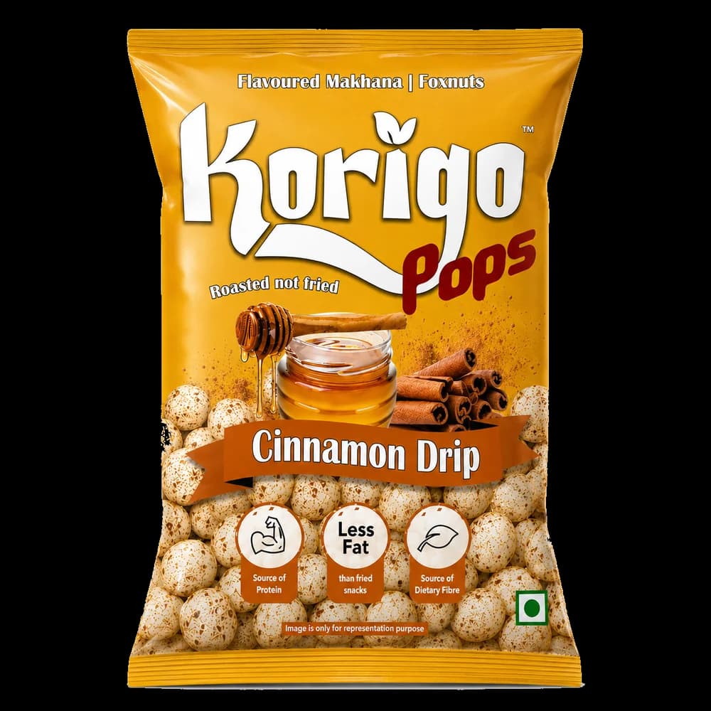 Korigo Pops Cinnamon Drip Makhana Foxnuts | Roasted | 35g