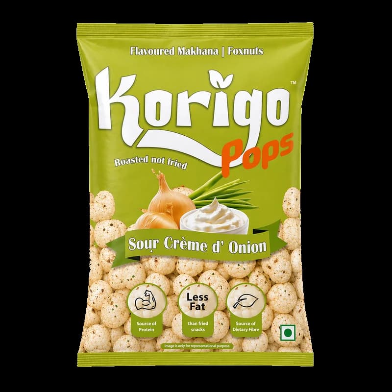 Korigo Pops Sour Crème d’ Onion Makhana Foxnuts | Creamy Snack | 35g