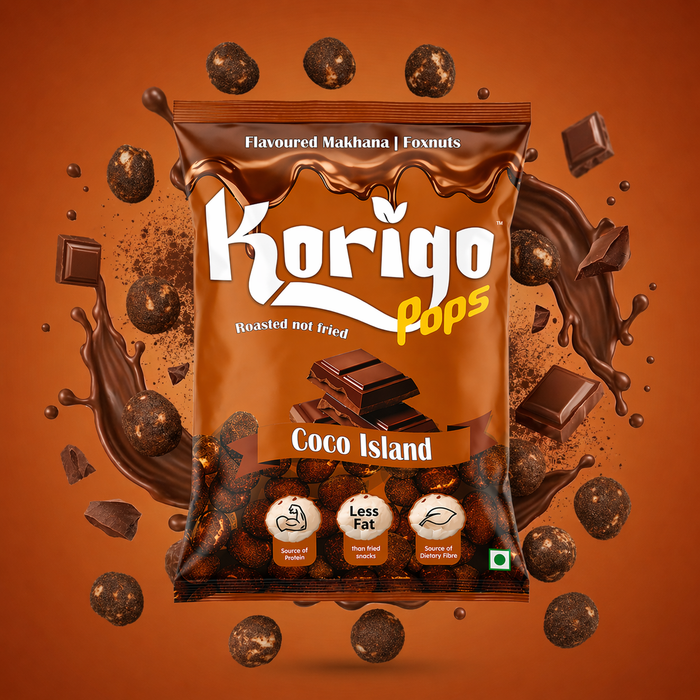 Korigo Pops Coco Island Chocolate Makhana Foxnuts | Sweet Snack | 35g