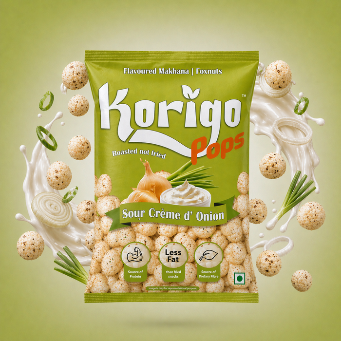 Korigo Pops Sour Cream & Onion Makhana Foxnuts | Creamy Snack | 35g