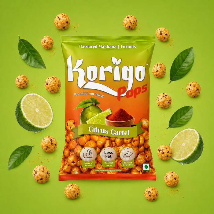 Korigo Pops Citrus Cartel Tangy Makhana Foxnuts | Spicy Citrus | 35g
